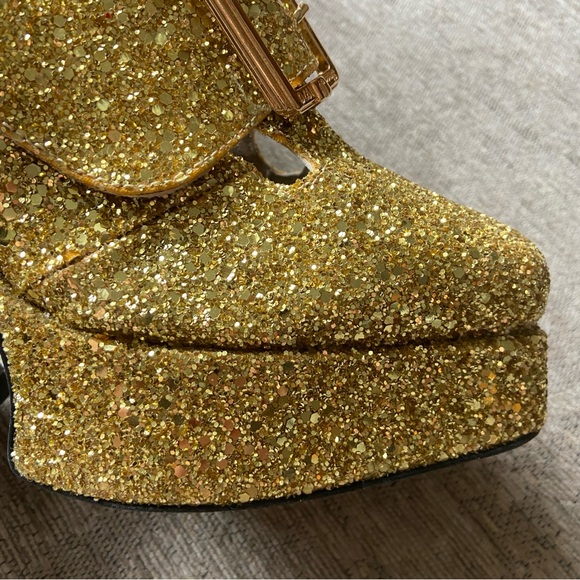 John Fluevog Gold Mega Munster Original Baroque Platform Heels - Picture 12 of 17